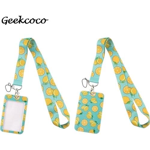 J2180 Cartoon Lemon Lanyard Keychain key Badge ID Mobile Phone Rope Cute Gifts Lanyard With Card Holder