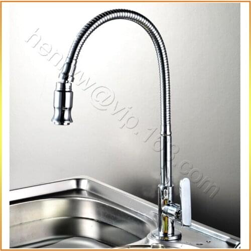 L15067 - Luxury Wall and Deck Mounted Brass Sink Cold Tap Silver Color 360 Degree Sprayer of Kitchen Tap