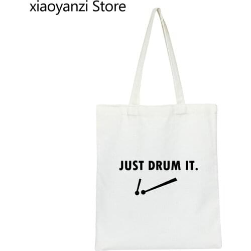 Cool Drums Drummer Rock Roll Sarcastic Funny Graphic Women Shoulder Bags Novelty Student Books Bags Eco Reusable Shopping Bag
