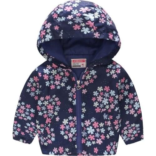 Floral Baby Girl Hooded Jackets Children Clothes Thin Girls Outfits Hoodies Kids Outwear Tops Jumpers Windbreaker Coat Blouses