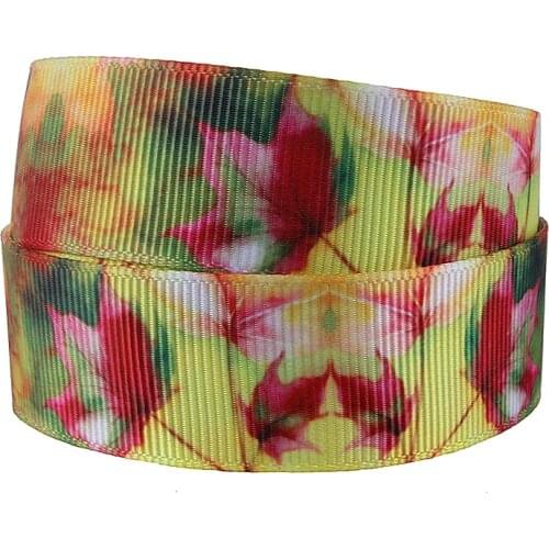 FLRA Ribbon (50 yards/lot) Flora Ribbons maple leaf and flower printed grosgrain ribbon for gift packing