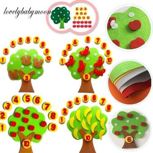 Math Toy Montessori Apple Trees Teach kids development Intelligence Kindergarten Diy Weave Cloth Early Learning Education Toy