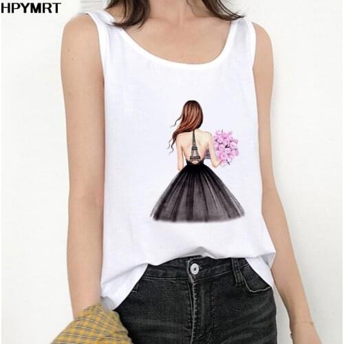 New Summer Girl holding flowers Print Sexy Camis Vest Sleeveless Streetwear Female Fashion Casual Tank Tops Clothing Women Top