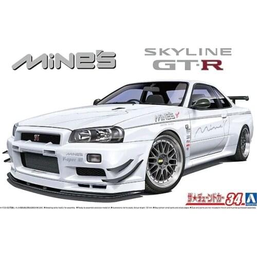 1 / 24 Nissan Mines Bnr34 Skyline GT-R'02 05986 DIY Hand Assembled Car Model Display Collectible Toy Plastic Assembly Model Kit