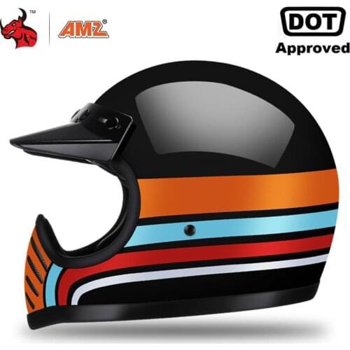 AMZ Motorcycle Helmet Fiberglass Motocross Casco Capacete Moto Helmet Motorbike Full Face Helmet Motorcycle DOT Certification