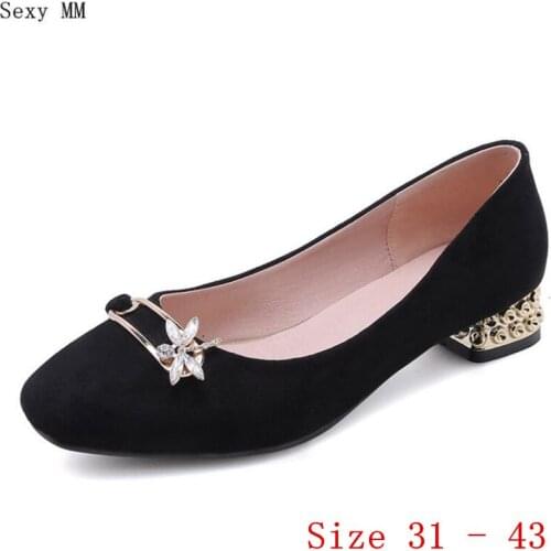 Low High Heels Women Pumps Low High Heel Shoes Stiletto Woman Party Shoes Kitten Heels Small Plus Size 31 32 33-40 41 42 43