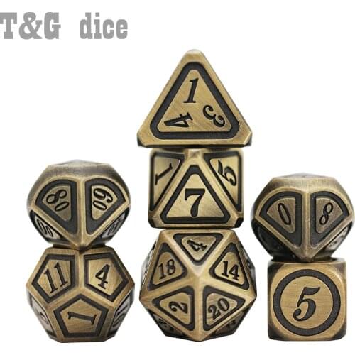 7pcs/set Metal Dice Set 26 Styles +1pc Bag D4 D6 D8 D10 D12 D20 for Role Playing DND RPGs Board Game As Gift