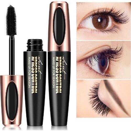 QIC 1 Pc 4D Silk Fiber Waterproof Makeup Mascara Set Silicone Brush Head Easy To Wear Curly Thick Cosmetics Long Last Beauty Set