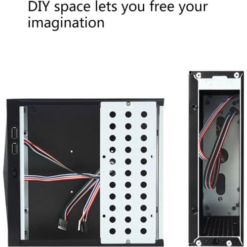 Desktop Power Supply Gaming HTPC Host Enclosure Office Home 2.0 USB Mini ITX Computer Case Practical Horizontal Chassis FH03
