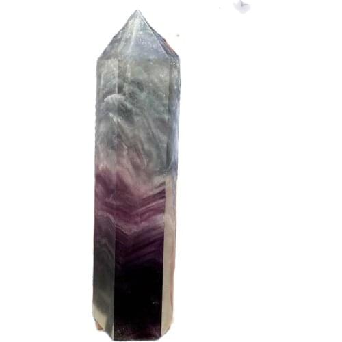 Natural green colorful fluorite quartz Crystal obelisk Point Healing Wand