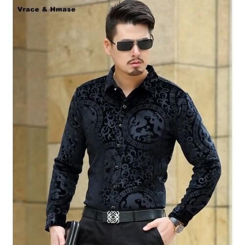 2017 Autumn and Winter new arrival Plus velvet thicken warm quality Pleuche shirt Korean style fashion slim men shirt men M-XXXL