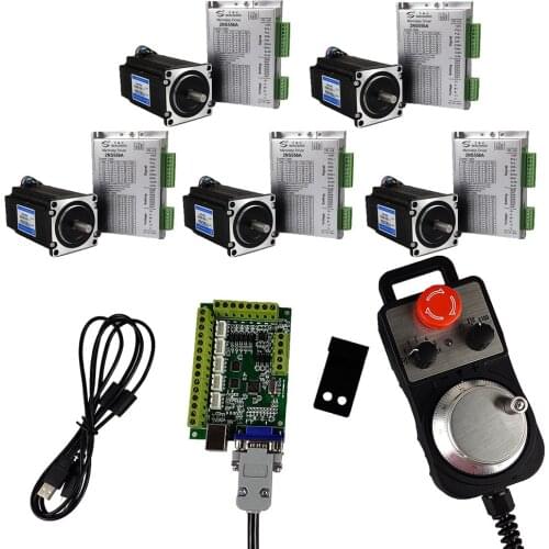 New CNC Kit Mach3 Motion Control System Kit USB 556 stepper motor driver 3nm nema23 stepper motor emergency stop handwheel