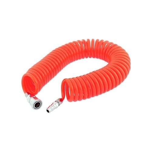 9 Meters Length 8mm x 5mm Polyurethane Coiled Air Hose Tubing Orange
