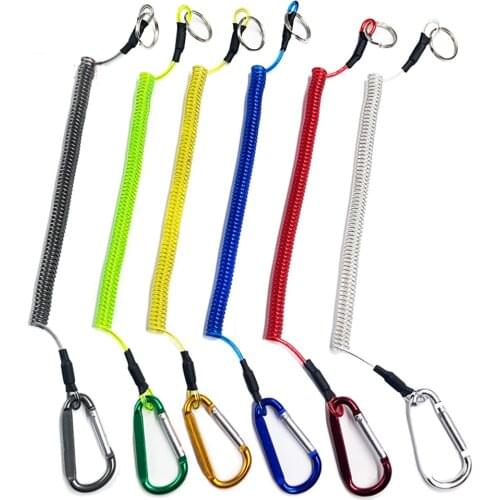 Security Anti-lost Outdoor Retractable Elastic Steel Wire Lanyard Carabiner Spring Rope Fishing String