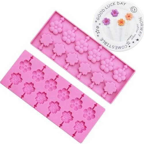 12 Cherry Blossom and Flower Silicone Lollipop Mold Chocolate Mold Xg693