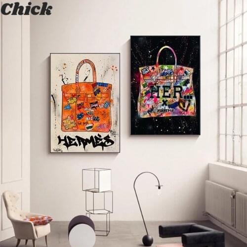 Modern Fashion Bag Canvas Painting Abstract Graffiti Art Posters and Prints Cuadros Wall Art Pictures for Living Room Home Decor