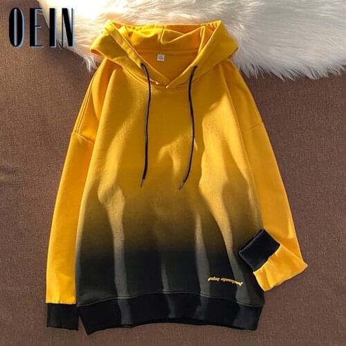 OEIN Mens Patchwork Hoodies Men Hip Hop Harajuku Sweatshirt Male Japanese Streetwear Oversized Yellow Hoodie Men Sweatshirts