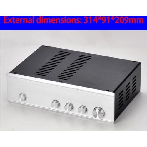 KYYSLB BZ3109 314*91*209mm All-aluminum Amplifier Preamp DAC Chassis Box House DIY Enclosure with Feet Knob Amplifier Case Shell