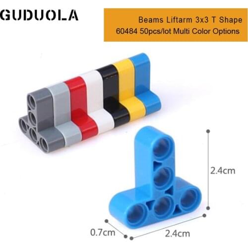 Technic Parts 60484 Technic Beams Liftarm 3x3 T Shape MOC Building Blocks Educational DIY Creative Toys for Kid 50pcs/lot