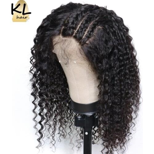 Deep Wave Lace Front Wig For Women Pre Plucked Brazilian Remy Human Hair 250 Density Black Color Lace Wigs With Baby Hair KL