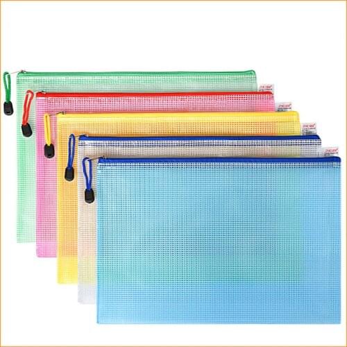 10pcs or 1pcs optional gridding waterproof Zi Pdocument Bag Filing Products Pocket Folder Office School file folder Supplies