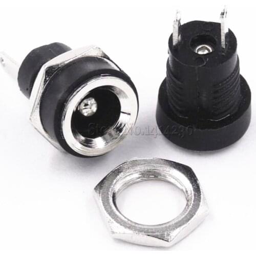 100Pcs 3A 12v for DC Power Supply Jack Socket Female Panel Mount Connector 5.5mm 2.5mm Plug Adapter 2 Terminal types 5.5*2.5