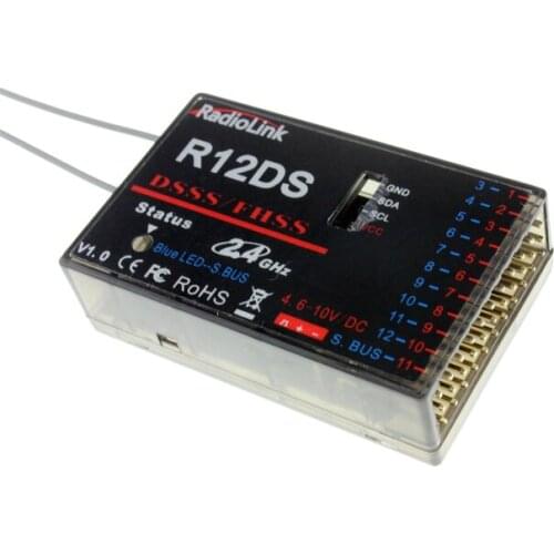 RadioLink R12DS 12CH 12 Channel Receiver 2.4Ghz For AT10 Transmitter Aircraft Aerial Photography Device F04939