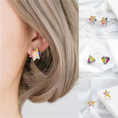 2020 Trendy Cute Cartoon Oil Drip Earrings Star Stud Earrings Fashion Jewelry Accessories Sweet Girl Wedding Party Gifts