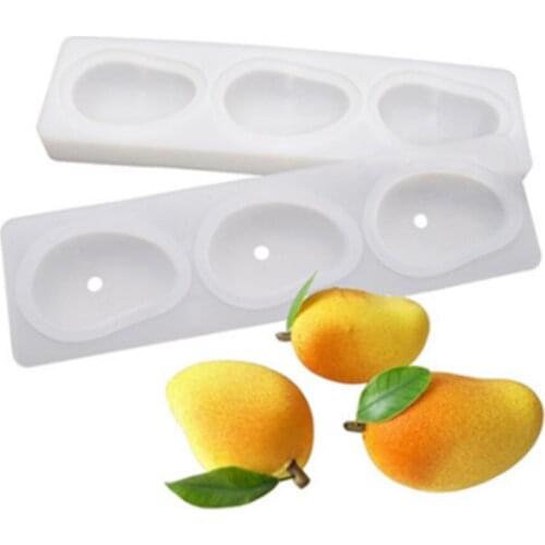 3 Cavity Mango Shape Silicone Mousse Mold 3D Mango Mousse Mould Fruit Cake Mold Cake Decorating Tools Cake Tools