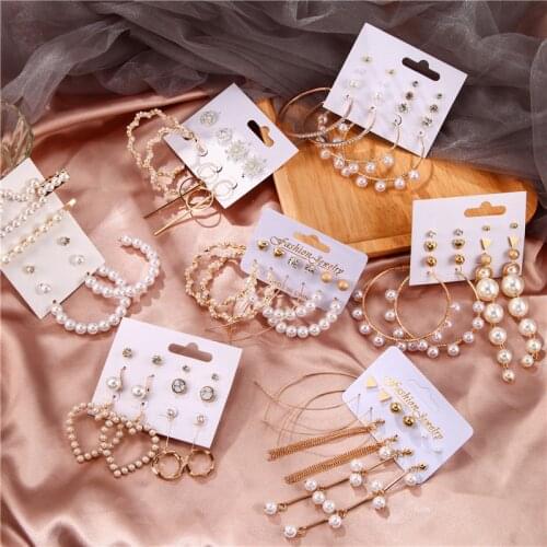 32 Style Mix Tassel Acrylic Earrings For Women Rhinestone Sun Flower Geometric Earring Set Female Fashion Jewelry