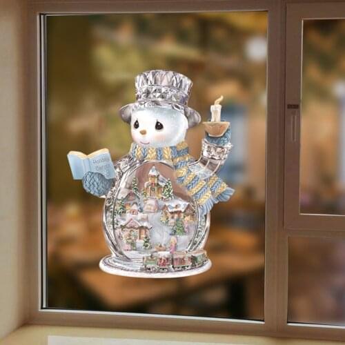 3D Christmas Window Stickers Wall Decor Cartoon Santa Claus Elk Snowman Merry Christma Decoration For Home Xmas Oranments