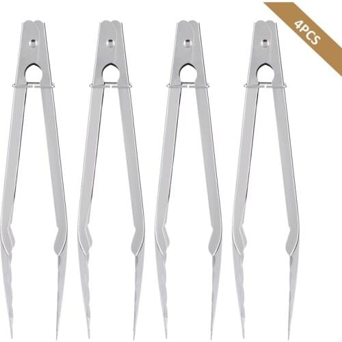 4PCS Stainless Steel Kitchen Cooking Salad Serving Bread BBQ Buffet Cake Pastry Sandwich Clip Tongs Handle Utensil Accessory