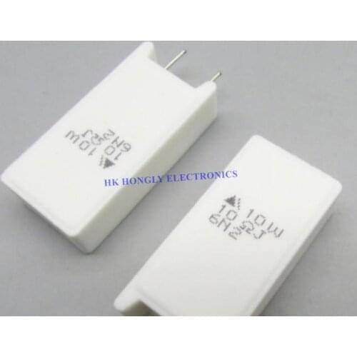 10PCS 10W 10R 10 ohm J 5% length 16mm height 34mm width 9mm P=8mm Cement Resistors
