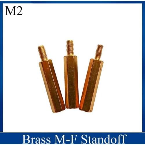 50pcs Brass Standoff M2 Male Female Brass Standoff Spacer Hexagonal Stud Spacer Spacing PCB Computer PC Motherboard StandOff
