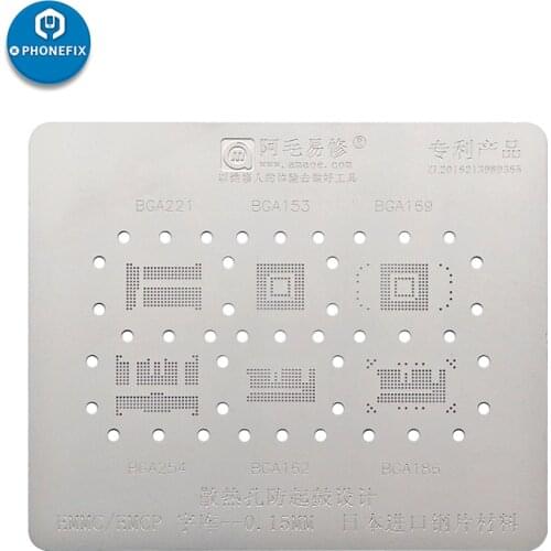 6 in 1 Maintenance BGA Reballing Stencils BGA153 BGA162 BGA169 BGA186 BGA221 EMCP EMMC for Mobile Phone Repair Tools