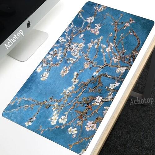 Achotop Van Gogh Simple Design Print Almond blossoms van Gogh Paiting Unique Desktop Pad Game Mouse pad Round Mouse pad Game XXL