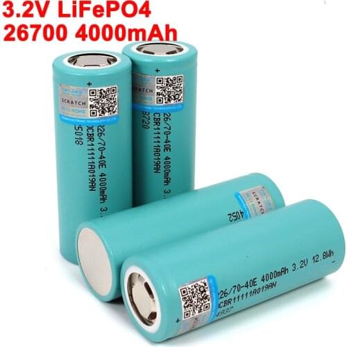 3.2V 26700 4000mAh LiFePO4 Battery 3C Continuous Discharge Maximum 5C Power battery For Electric car scooter Energy storage