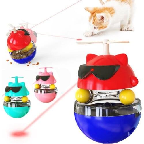 Automatic Cat Laser Toy Interactive Smart Teasing Pet LED Laser Tumbler Windmill Leaky Food Ball Supplies Toy for Cat Treat Toy