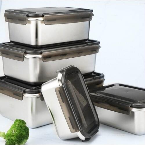 Large Lunch Box Stainless Steel Food Storage Containers Airtight Kitchen Dining Bar Boite De Rangement Cuisine Bento Box