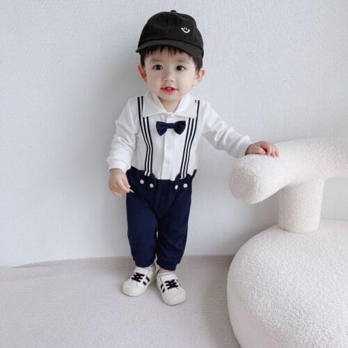 Ins Hot Sale Kids Boys Gentelemen Style Long SLeeve Jumpsuit