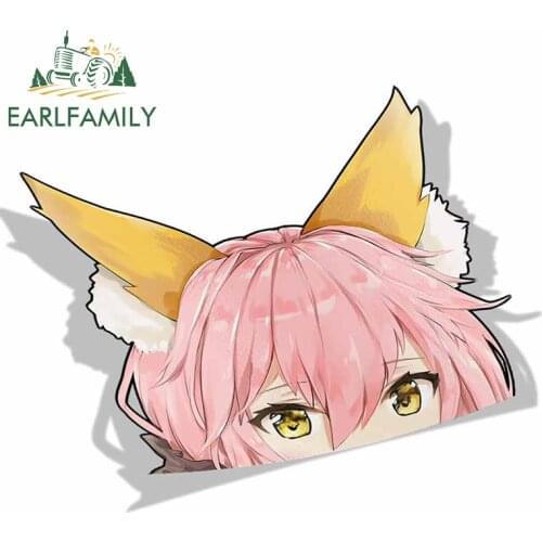 EARLFAMILY Car Sticker for Tamamo No Mae Fate Grand Order Peeker Big Head Anime Vinyl Rear Windshield Trunk Stickers