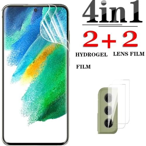 4in1 hydrogel film camera lens protective for For Samsung s21 fe s20 fe note 20 ultra 10 lite plus 10e s 9 8 screen protector