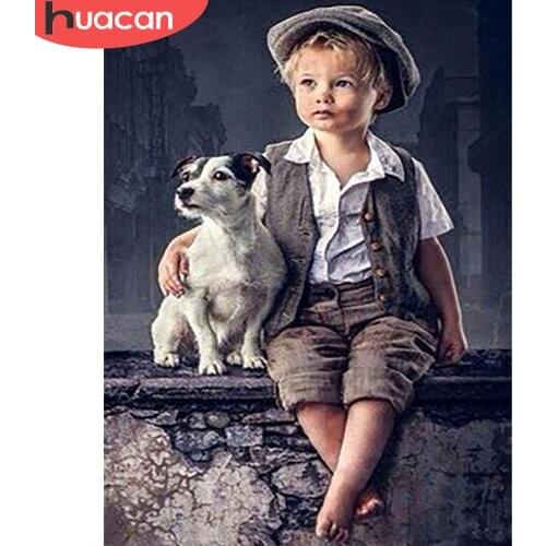 HUACAN 5D Diamond Painting Dog Full Square Round DIY Diamond Embroidery Boy Mosaic Rhinestone Animal Home Decor