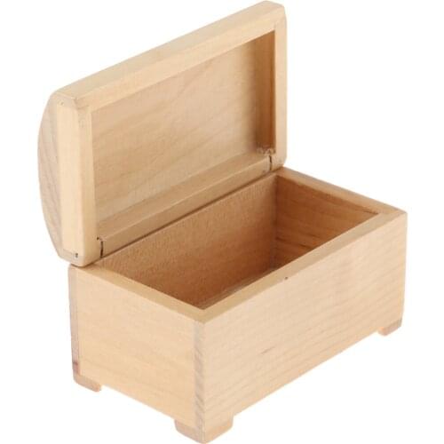 Dolls House Miniature Furniture Unpainted Wood Color Storage Box Jewelry Box Wardrobe Model 1:12 Scale