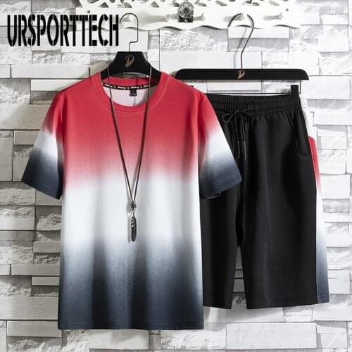 Summer New Tracksuit Men Sets Casual Men Set 2 Pieces Boys Man Suit Sportswear Short Sleeve T-shirt Shorts Joggers Sets Oversize