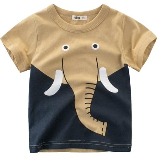 Summer Boys cotton T-shirt Cute Animals Printe kids Clothes Short Sleeve Toddler Children shirts elephant lion giraffe