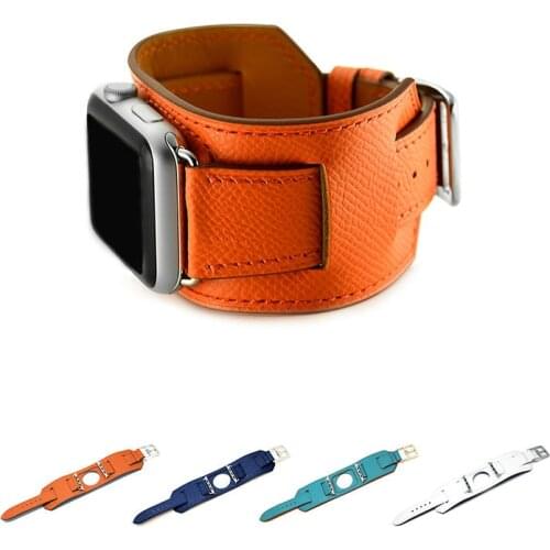 URVOI cuff for Apple Watch band series 6 5 4 3 2 1 SE strap for iwatch belt quality genuine Epsom luxury Leather loop 40 44mm
