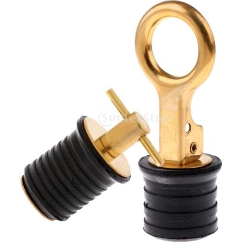 Rubber & Brass Boat Livewell Drain Plug Set - 30mm Snap Type + 24mm Twist Type