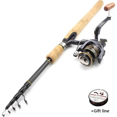 1.8m-2.7m Rod Reel Combos telescopic Spinning fishing rod Spinning Reels set 29cm Cork handle Trout Rod lure weight 7-28g