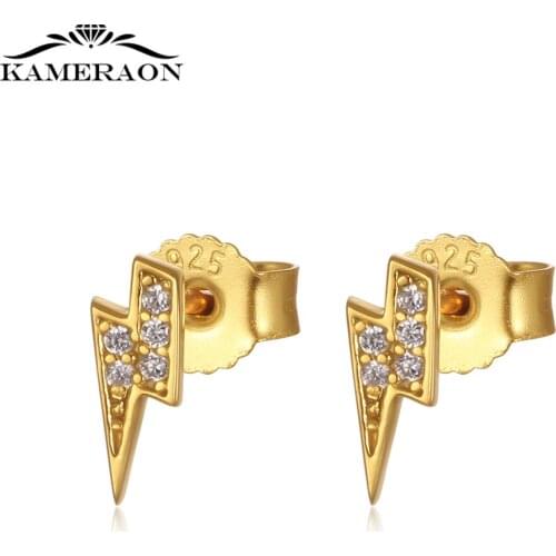 Real S925 Small Lightning Stud Earrings for Women 2021 Piercing Tragus Studs Ear Cuff Set Earing Jewelry Accesories for Girls